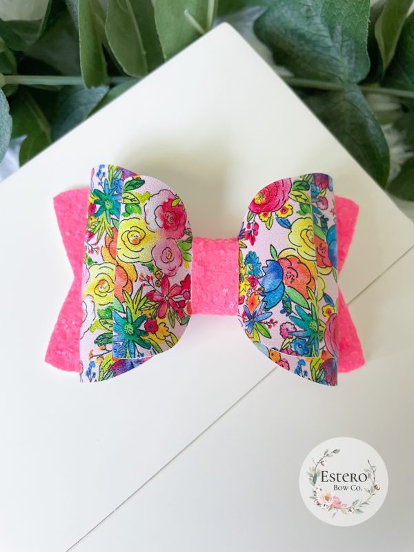 3.5” Hot Pink Floral Hair Bow