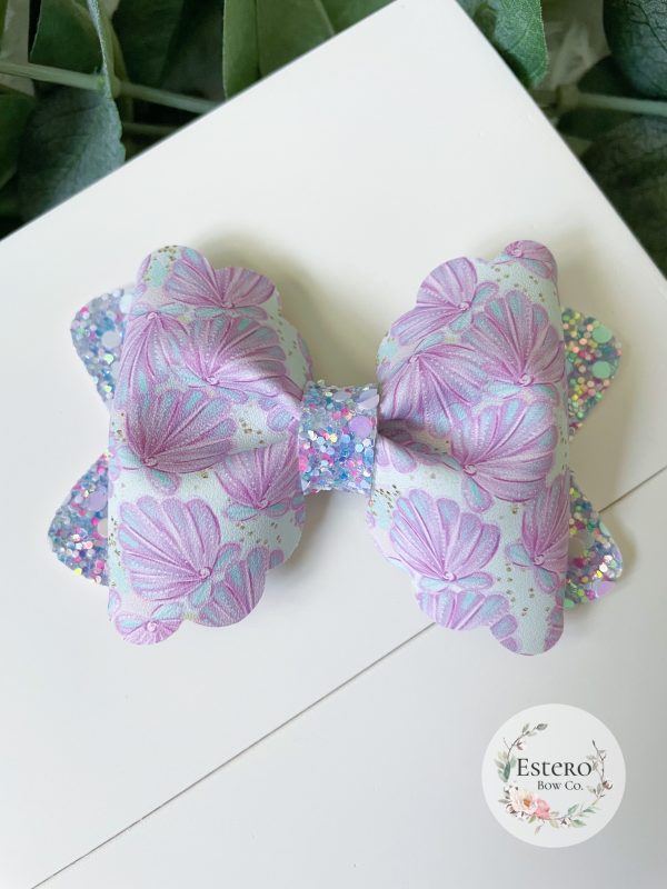 3.5” Mermaid Glitter Shell Hair Bow