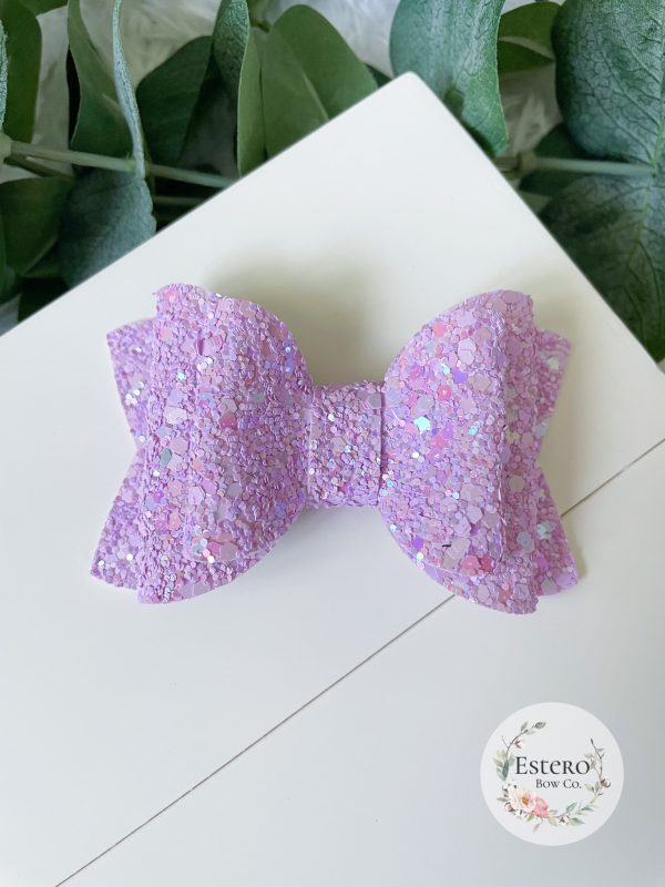 3.5” Purple Glitter Hair Bow