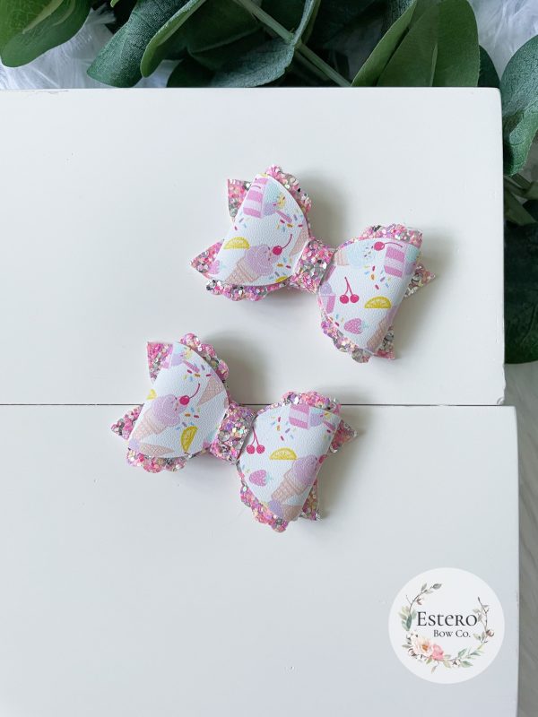 2.5" Ice Cream Shop Pigtail Bows