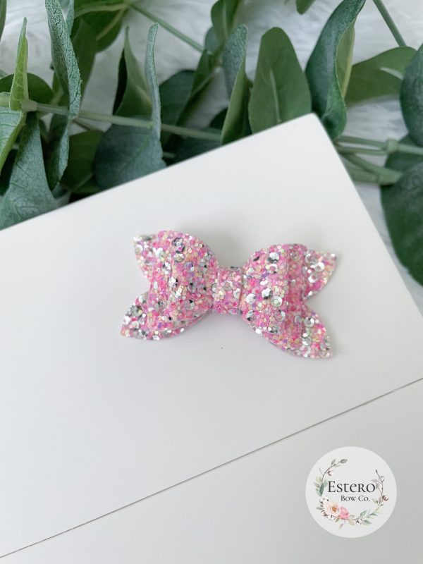 2.5" Pink Chunky Glitter Hair Bow