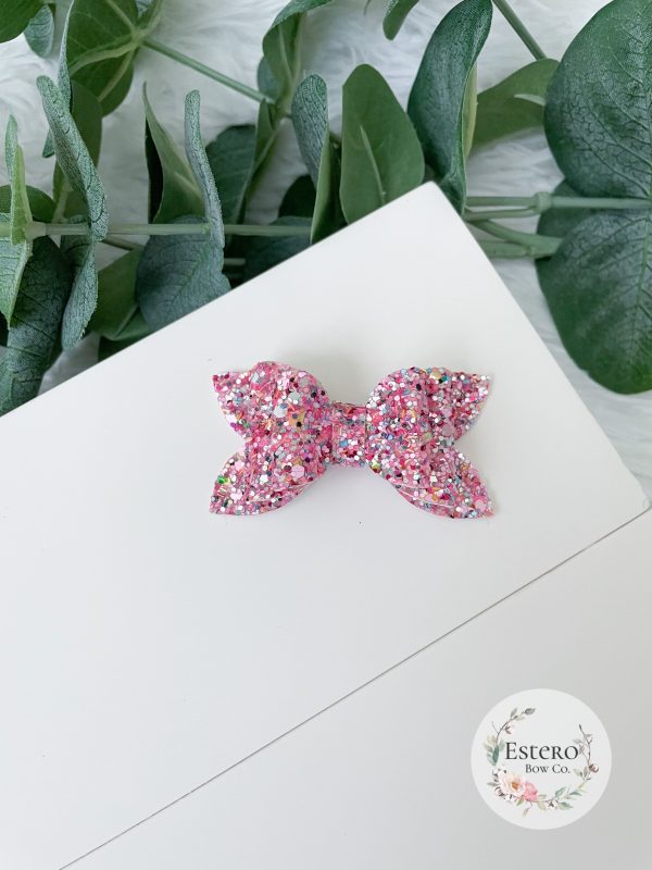 2.5" Pink Party Glitter Hair Bow