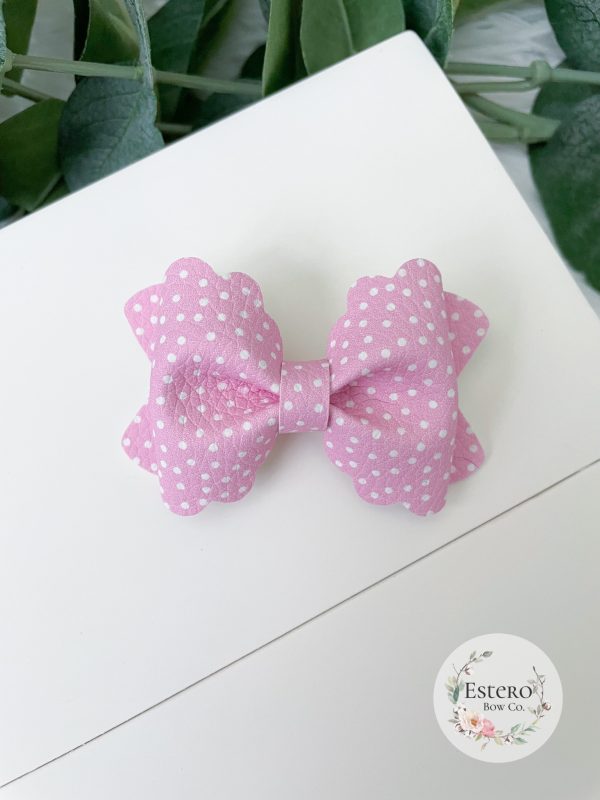 2.5" Pink Polka Dots Hair Bow