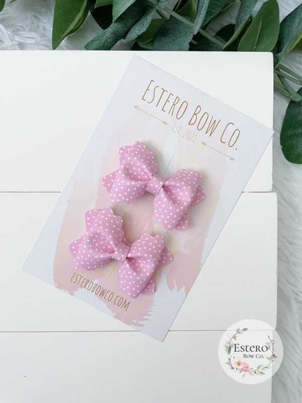 2.5" Pink Polka Dots Hair Bow - Image 2