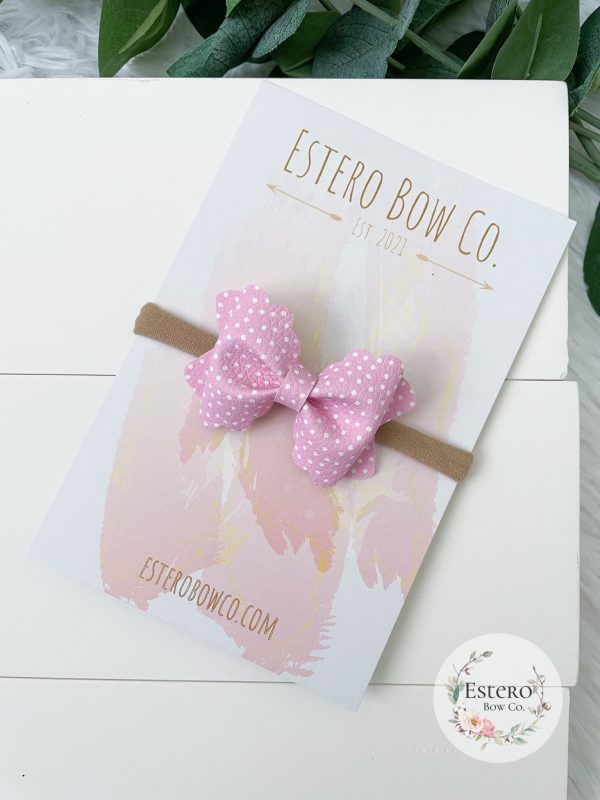 2.5" Pink Polka Dots Hair Bow - Image 3