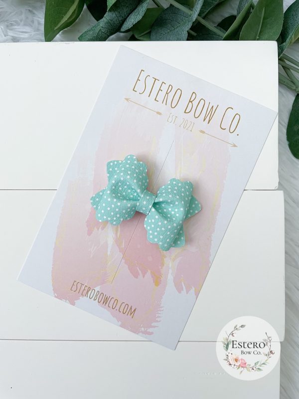 2.5" Sea Green Polka Dots Hair Bow - Image 4