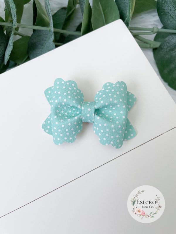 2.5" Sea Green Polka Dots Hair Bow