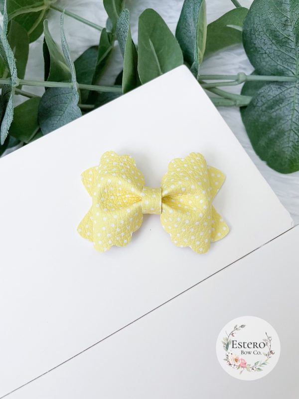 2.5" Yellow Polka Dots Hair Bow