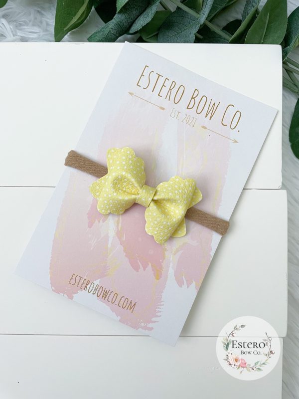 2.5" Yellow Polka Dots Hair Bow - Image 3
