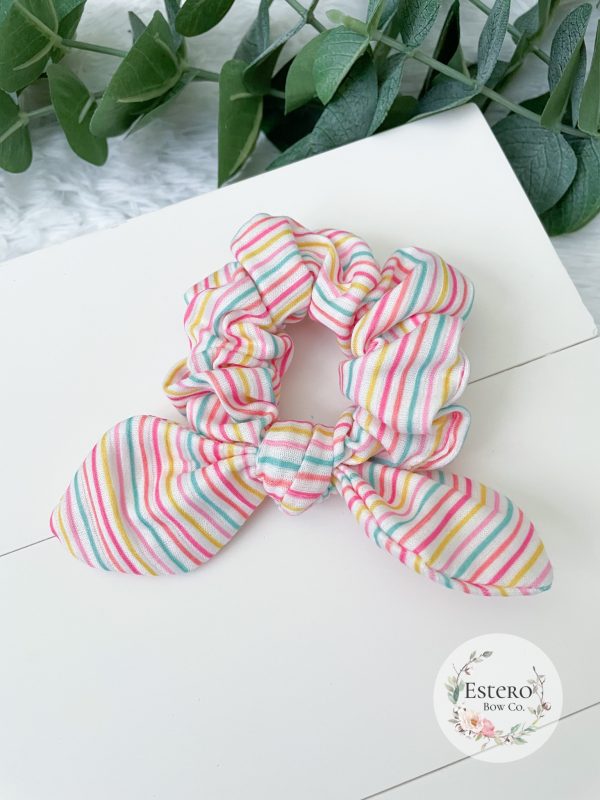 Summer Stripes One Size Bow Scrunchie