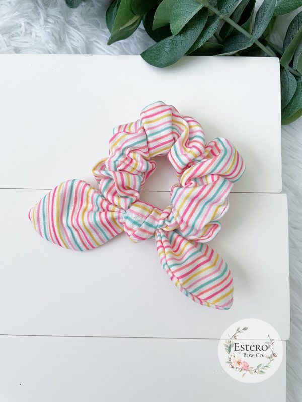 Summer Stripes One Size Bow Scrunchie - Image 2