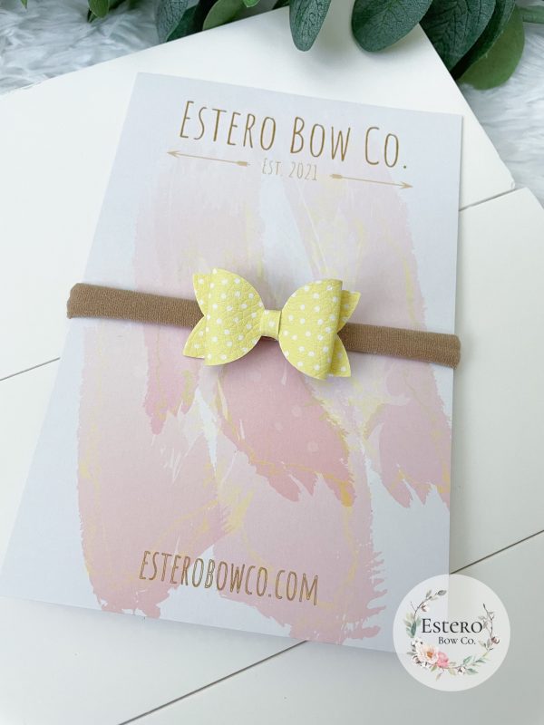 1.72” Yellow Polka Dots Hair Bow - Image 3