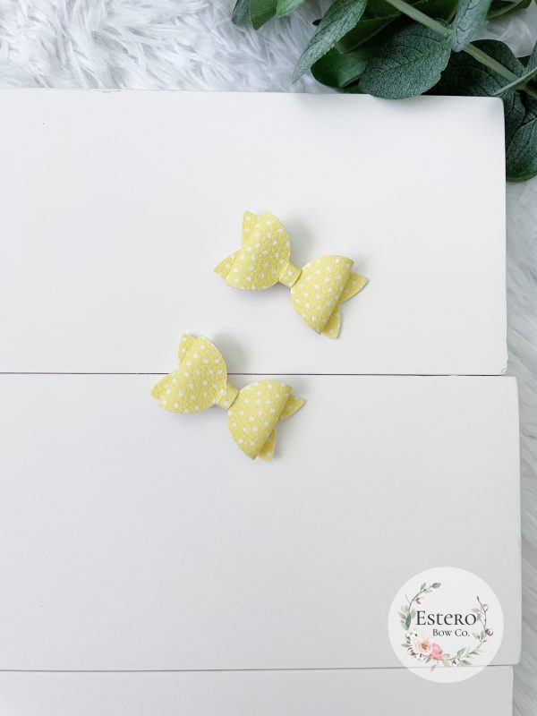 1.72” Yellow Polka Dots Hair Bow - Image 2