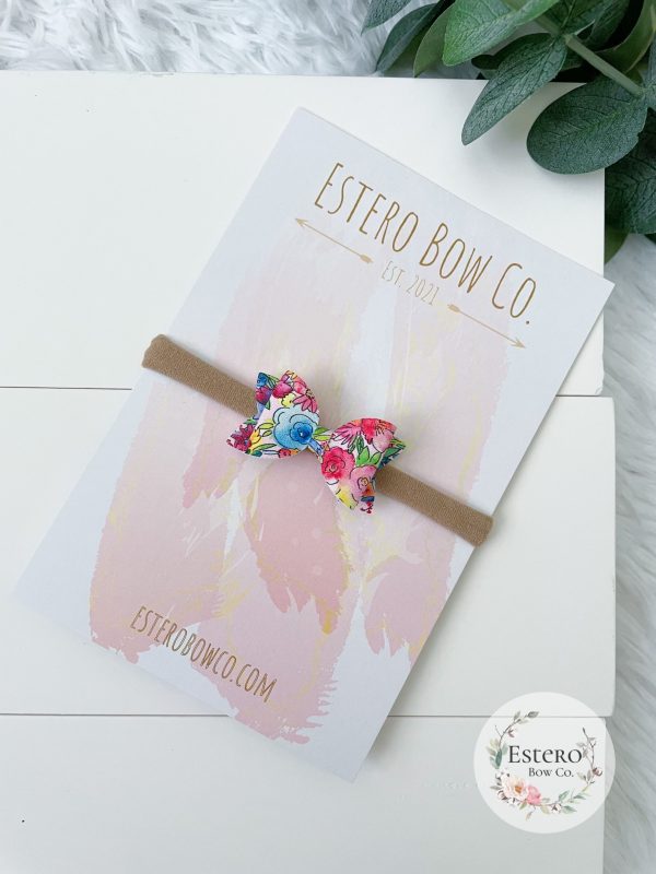 1.72” Pink Floral Hair Bow - Image 3