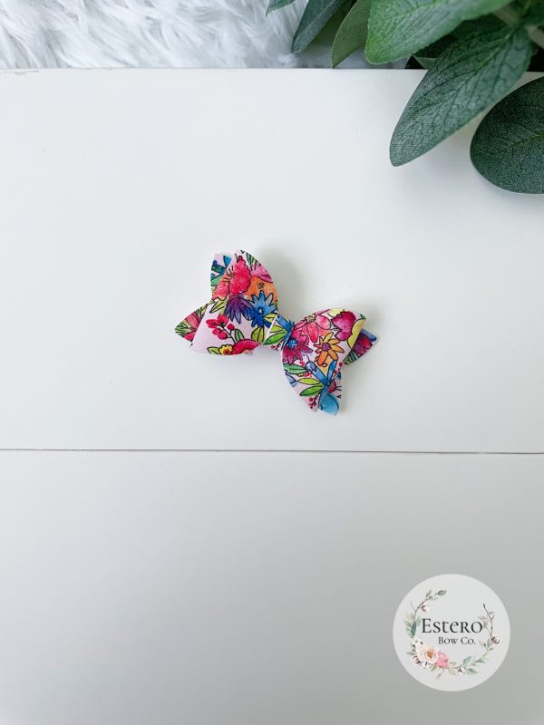 1.72” Pink Floral Hair Bow - Image 2