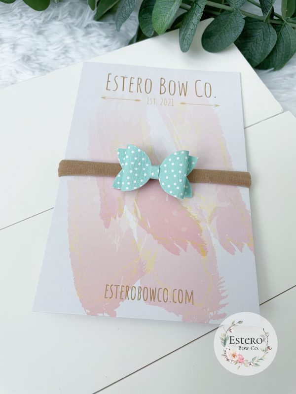 1.72” Light Green Polka Dots Hair Bow - Image 3