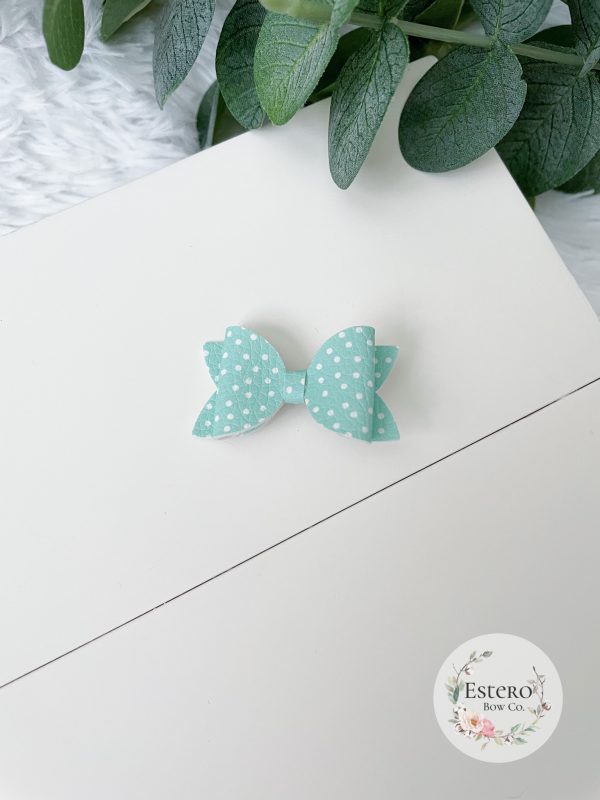 1.72” Light Green Polka Dots Hair Bow