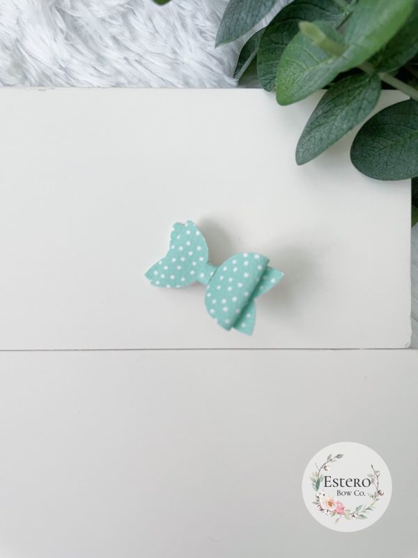 1.72” Light Green Polka Dots Hair Bow - Image 2