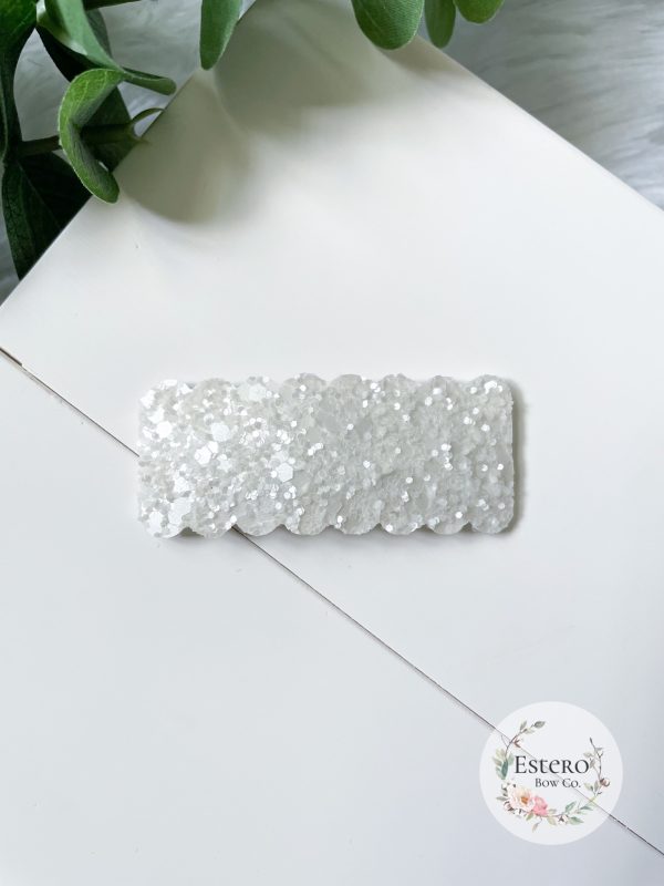 Pearl White Glitter Snap Clip