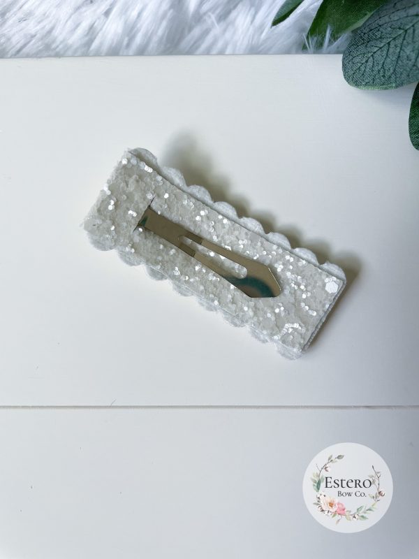 Pearl White Glitter Snap Clip - Image 3