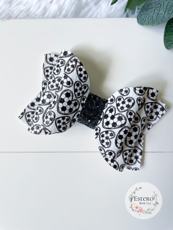 3.5” Soccer Hair Bow - Image 2