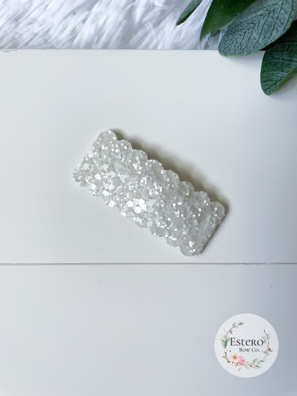 Pearl White Glitter Snap Clip - Image 2