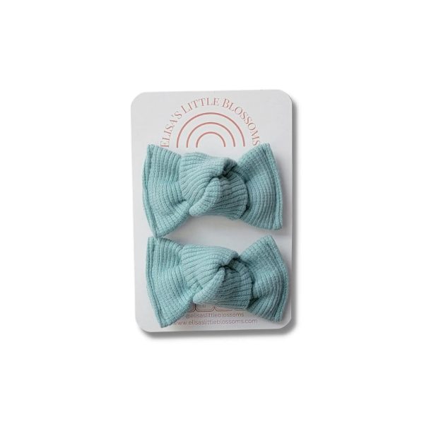 Knot Pigtail Set / Cool Mint Ribbed Pigtails
