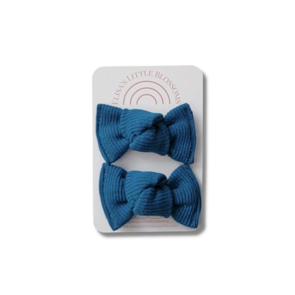 Knot Pigtail Set / Prussian Blue Ribbed Pigtails