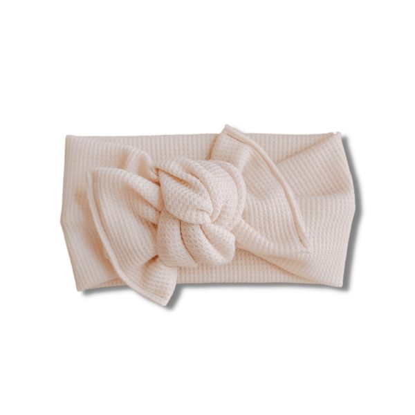Tie-On Headwrap / Parchment Waffle Knit - Image 2