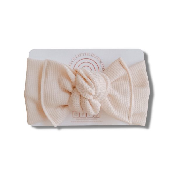 Tie-On Headwrap / Parchment Waffle Knit