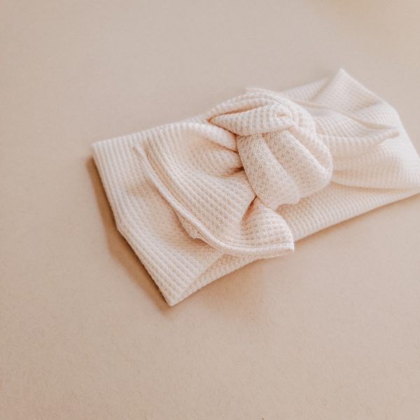 Tie-On Headwrap / Parchment Waffle Knit - Image 3