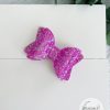 3.5” Magenta Glitter Hair Bow - Image 4