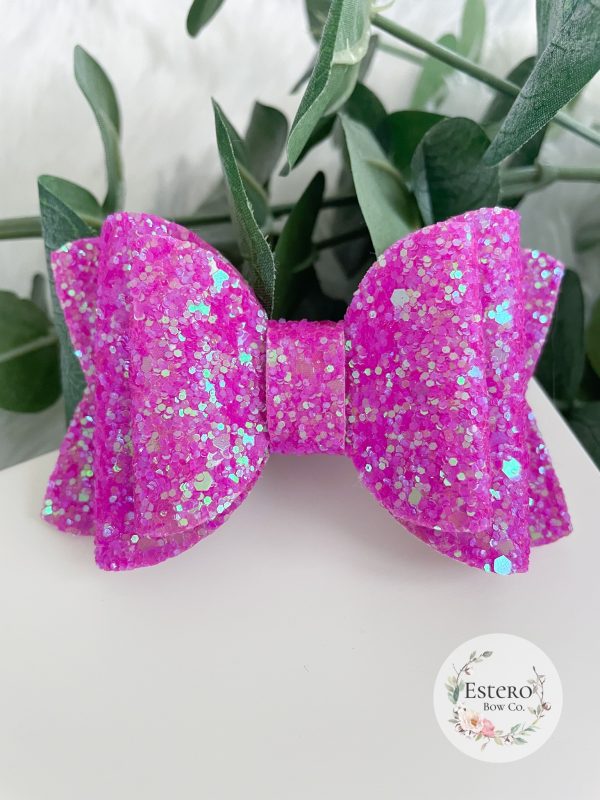 3.5” Magenta Glitter Hair Bow