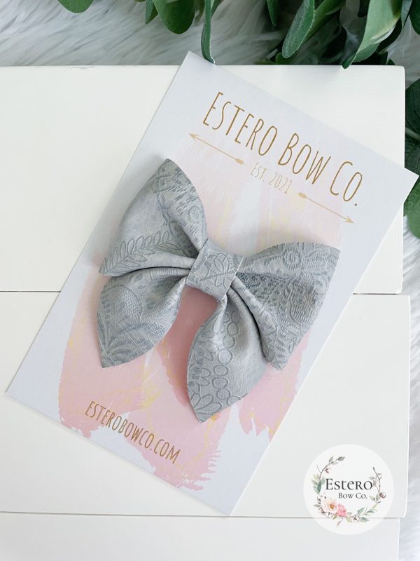 3.5” Embossed Grey Sailor Bow - Image 2