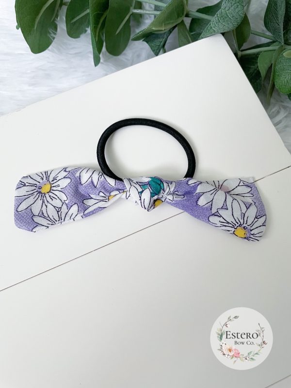 Purple Floral Knotted Hair Tie - Image 2
