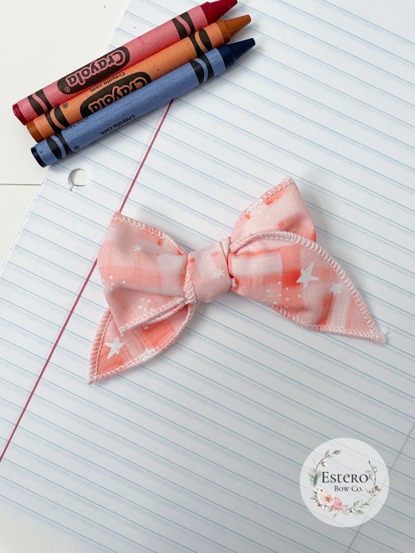 Peach Plaid Mini Fable Bow