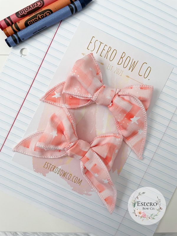 Peach Plaid Mini Fable Bow - Image 4