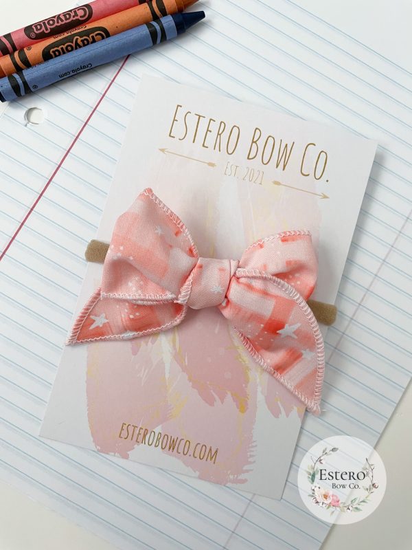 Peach Plaid Mini Fable Bow - Image 3
