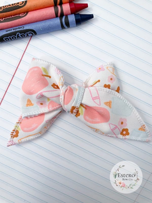 School Supply Mini Fable Bow