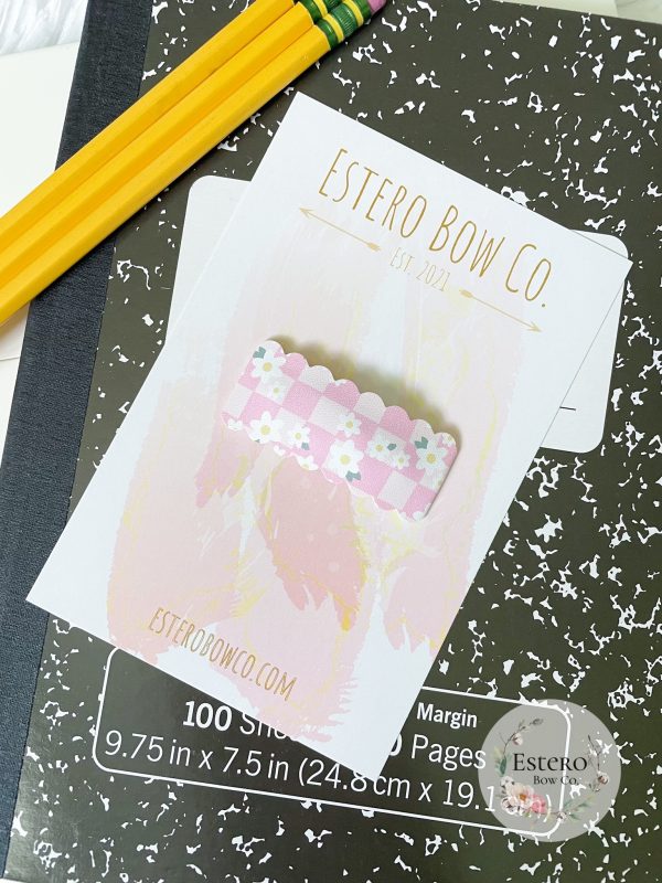 Pink Checker Floral Snap Clip - Image 2