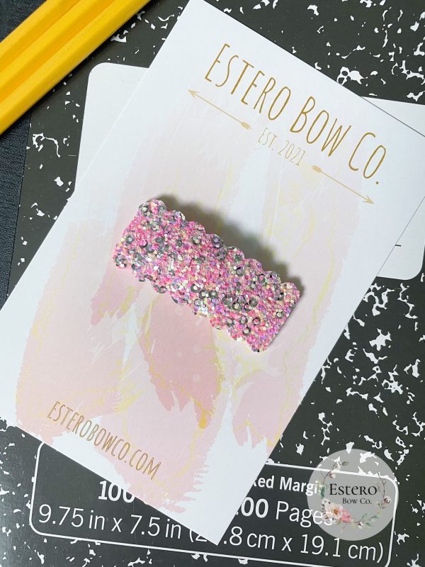Multicolor Pink Sequins Snap Clip