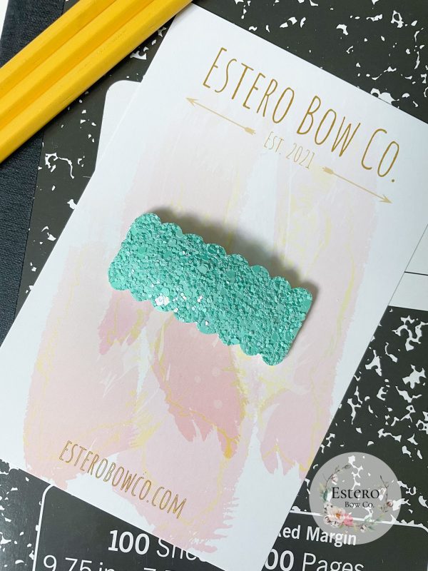 Aqua Glitter Snap Clip