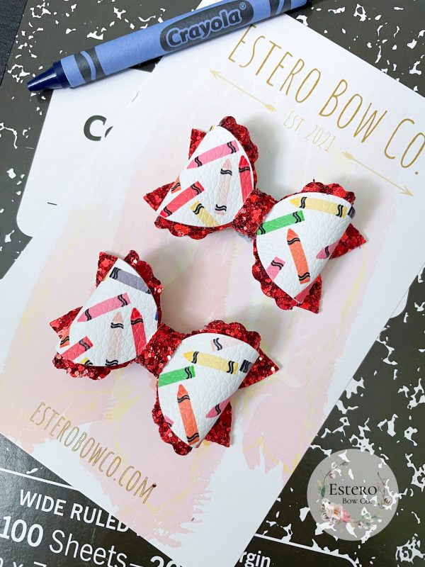 2.5" Crayon Pigtail Bows
