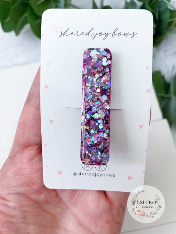 Holographic Purple Resin Hair Clip | Shared Joy Bows - Image 2