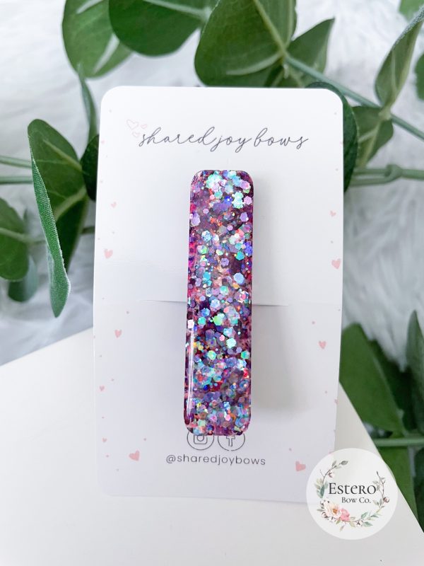 Holographic Purple Resin Hair Clip | Shared Joy Bows