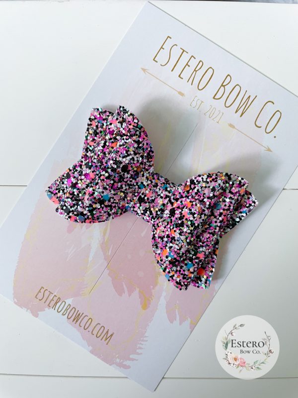 3.5” Halloween Party Glitter Hair Bow - Image 2