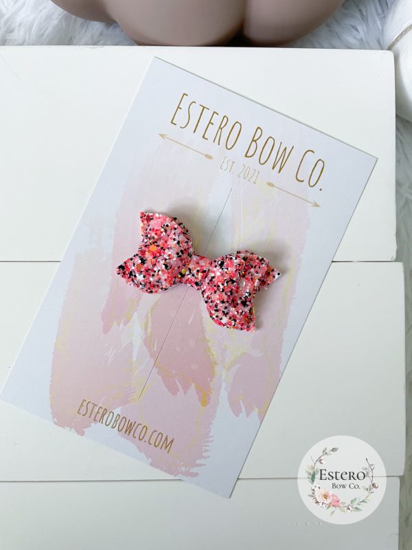 2.5” Pink Pumpkin Glitter Hair Bow - Image 2