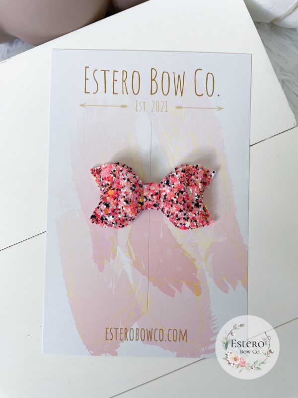 2.5” Pink Pumpkin Glitter Hair Bow