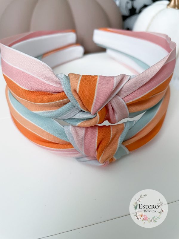 Pastel Stripes One Size Top Knot Headband - Image 2