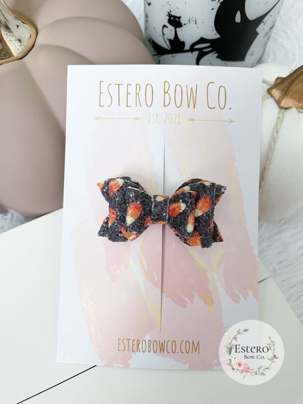 2.5” Candy Corn Glitter Hair Bow